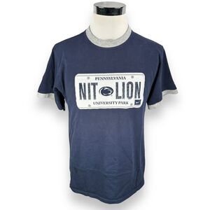 Vintage Nike Penn State Ringer T-Shirt Men's Medium Navy‎ Crew Neck 90s Cotton